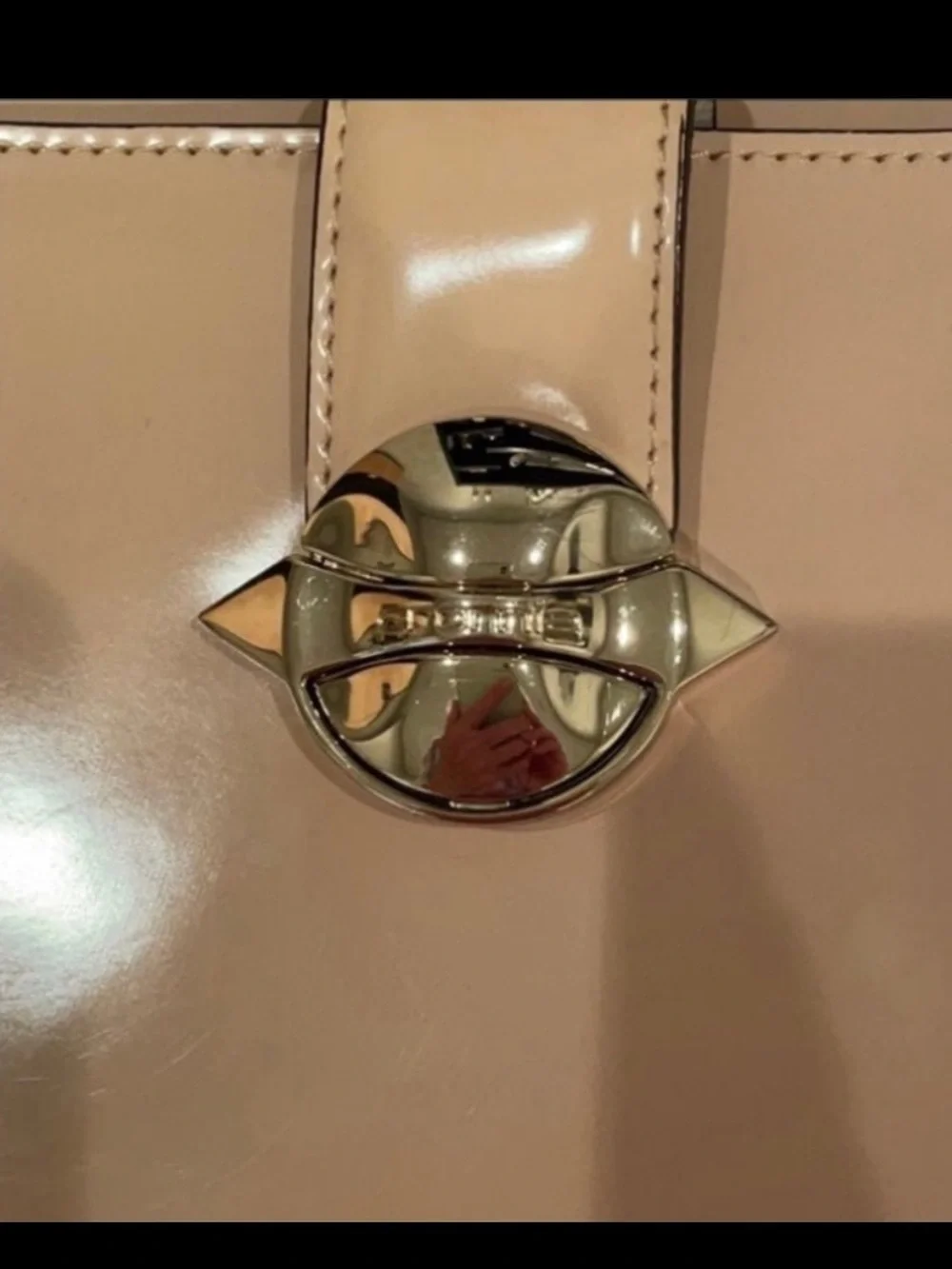 Women's Nude Satchel Handbag with Gold Hardware